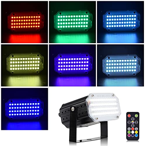 Mini Stroboskop Licht, 48 LED Disco Licht Partylicht Strobe Light mit Fernbedienung, Sound Aktiviert Flash Speed Control RBG Blitzlichter für DJ Bar Weihnachten Halloween Show Club Karaoke Zubehör