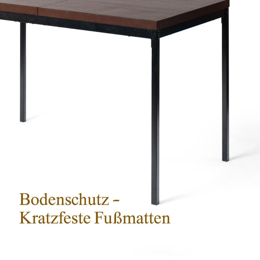 FurnitureR Moderner Konferenztisch Braun, 120 cm Länge mit MDF-Platte und Mattschwarzem Metallgestell für 4 Personen