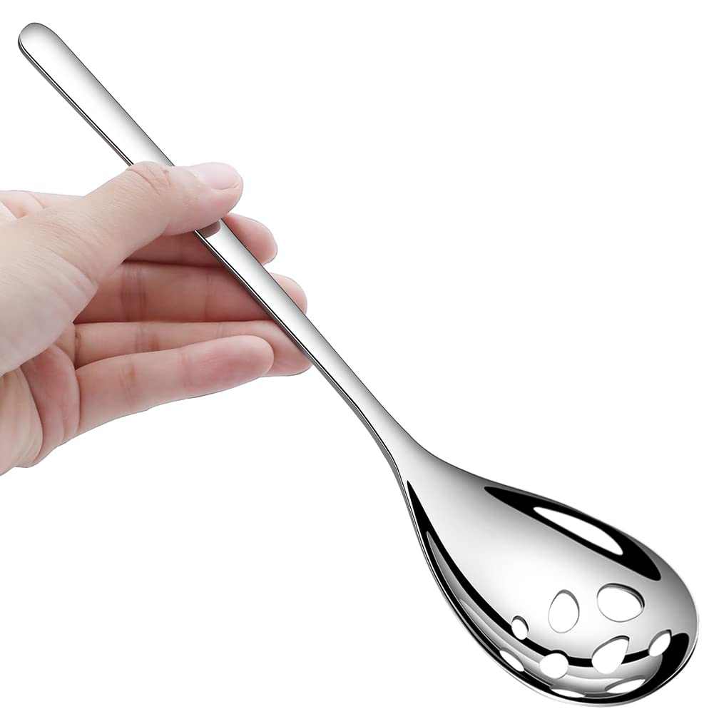 Schlitzlöffel Servierlöffel, 23,6 cm Edelstahl Salat-Servierlöffel, Nützlich Fortschrittlicher Skimmer, Großes Besteck-Set für Buffet, Party, Bankett, Kochen, Küche, 6er-Set