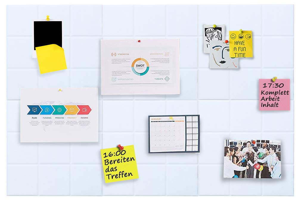 Uoisaiko Große Filz Pinnwand Selbstklebend mit 30 Pinnnadeln, 6 Stück 30x30cm Filzboard Memotafeln Memo Boards Bulletin Board Wanddekoration für Büro Küche, Fotos Memos