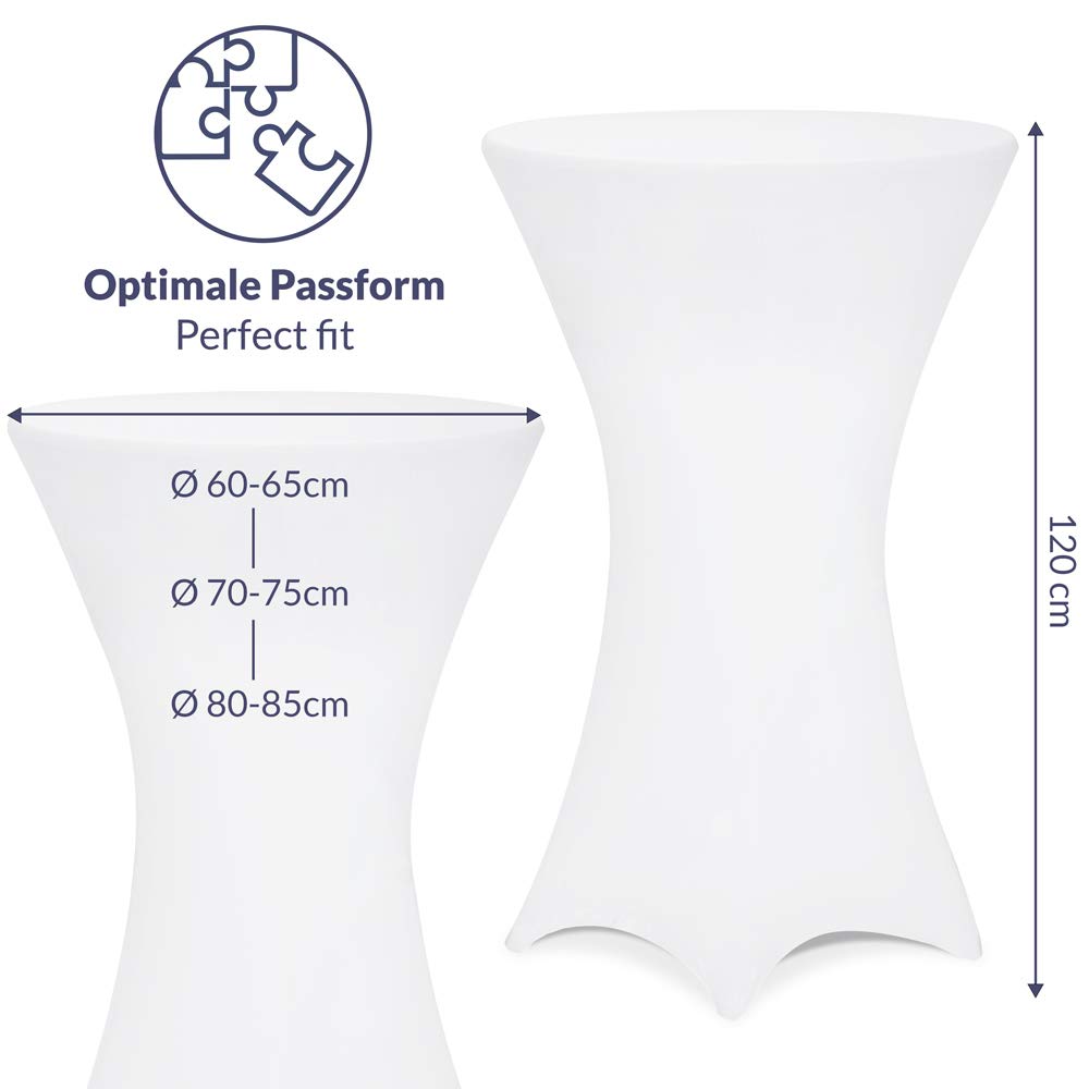 Deuba® 5X Stehtisch Hussen Ø 60-65/70-75/80-85cm Viele Farben 30°C Waschbar Verstärkte Standfüße Stehtischhusse Überzug Stretch (Ø 60-65cm, Weiß)