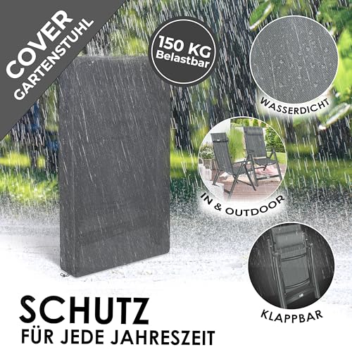 KESSER® Gartenstuhl Hochlehner mit Armlehnen Aluminium Klappstuhl mit Kopfkissen & Cover Campingstuhl 7-Fach Verstellbar Rückenlehne Atmungsaktiv & Wetterfest Klappbar & Anti-Rutsch Anthrazit