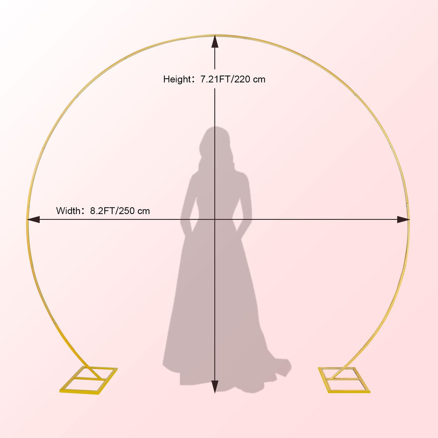 PlusFive 2,5M Hochzeitsbogen Gold Rundes Ballonbogen Kit Größ Metall Hochzeit Bogen Luftballon Bogen Gestell Ballon Ring Traubogen Ballon Girlande für Hochzeit Geburtstag Babyparty Dekoration