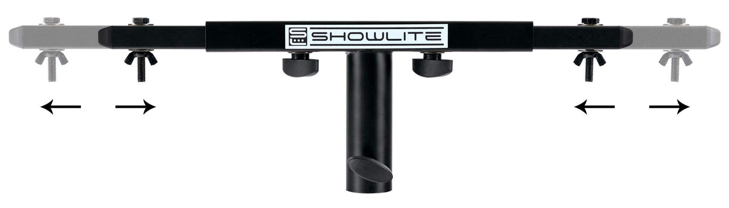 Showlite SAT-02 T Dual Quertraverse (Querträger für 2 Scheinwerfer, aufsteckbar auf 35 mm Stativrohr, Stahl) schwarz