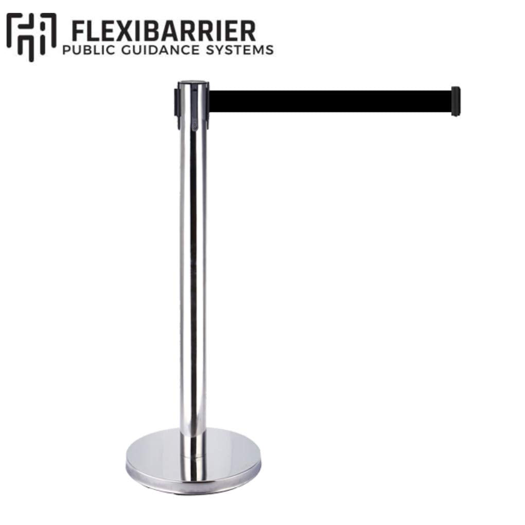 2-Stück-Set FLEXIBARRIER Personenleitsystem Absperrständer Krom -Basic- 5m Gurtlänge *schwarz*, Absperrständer, Absperrband, Absperrpfosten