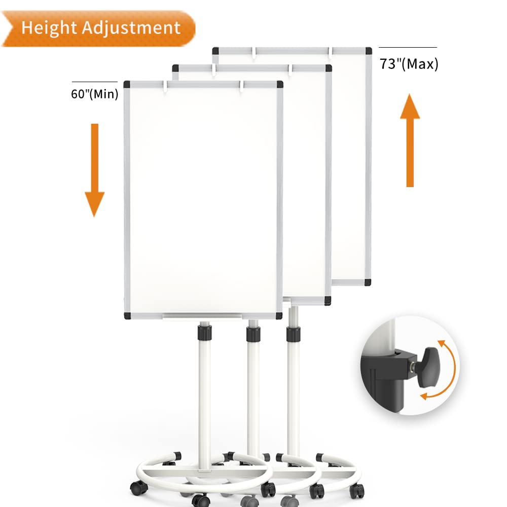VIZ-PRO ECO Magnetische Mobile Whiteboard, 90 x 60 cm, Staffelei Flipchart Ständer Rollendes Trockenlöschbrett mit Papierblöcken