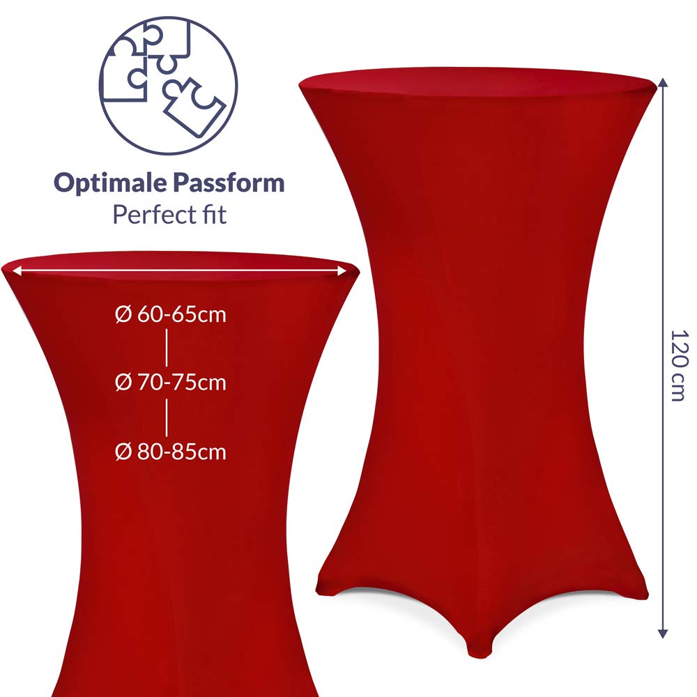 Deuba® 5X Stehtisch Hussen Ø 60-65/70-75/80-85cm Viele Farben 30°C Waschbar Verstärkte Standfüße Stehtischhusse Überzug Stretch (Ø 80-85cm, Rot)