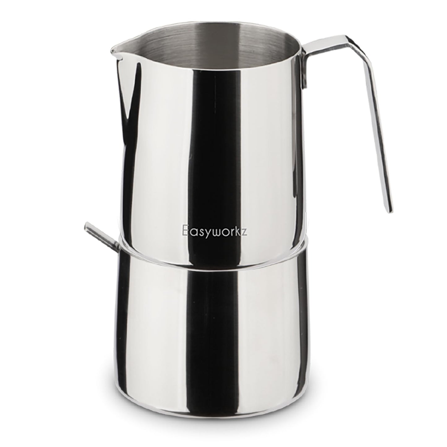 Easyworkz Zuckerdose und Milchkännchen-Set aus Edelstahl, mit Löffel und tropffreiem Ausgießer, stapelbares Design, Chrom