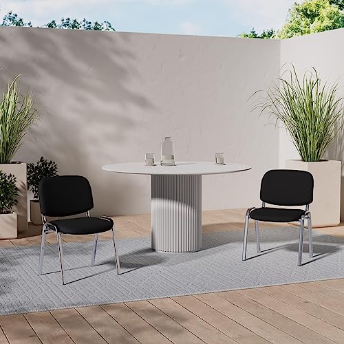 CLP Konferenzstuhl Ken Chrom mit hochwertiger Polsterung und Stoffbezug I Stapelstuhl mit robustem Metallgestell in Chromoptik, Farbe:schwarz