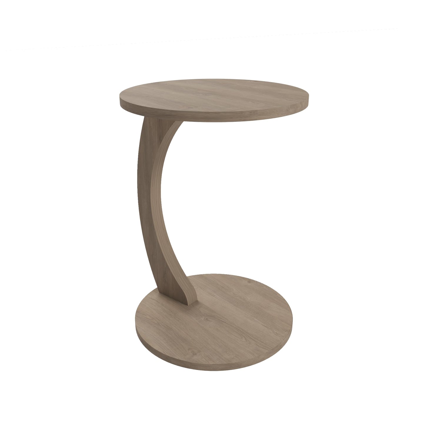 sugodesign Couchtisch mit Rollen, Kleiner Beistelltisch C Form, stylischer Sofatisch in schöner Smoky-Oak-Optik, runder Tisch als Ablagefläche für Couch und Sofa, Beistelltisch Couch