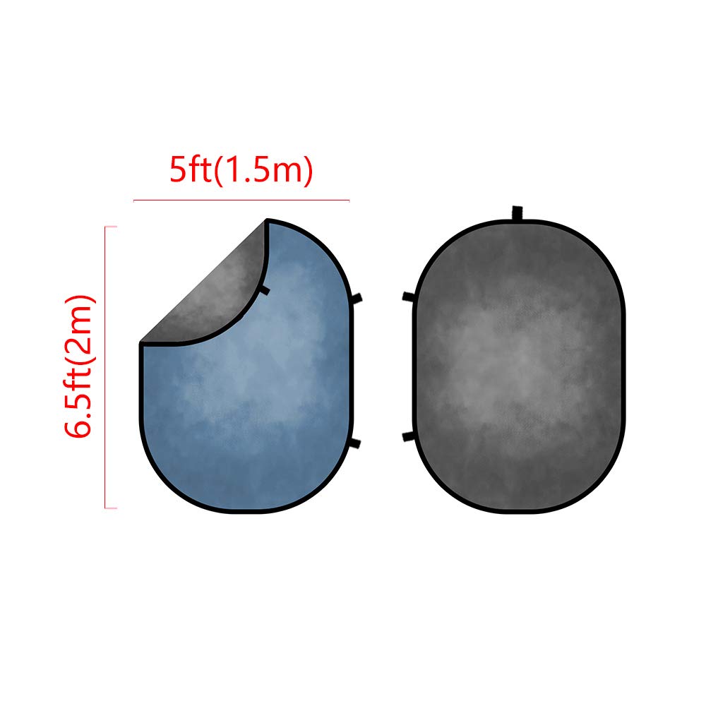 Kate Falthintergrund Faltbarer Hintergrund Tragbare Hintergründe Pop up Hintergründe Foto Hintergrund 1,5x2m,Blau/Grau