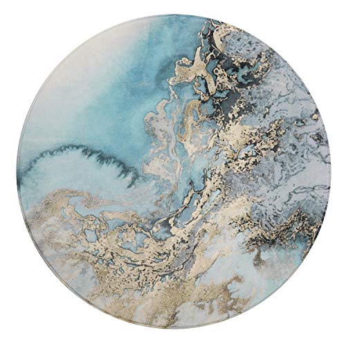 Lahome Runder Teppich mit Marmormuster – 91 cm Durchmesser, Kunstwolle, rutschfest, Akzent, Used-Look, Überwurf, Teppichboden für Wohnzimmer, Schlafzimmer, Waschküche, Dekoration (rund – 7,6 cm