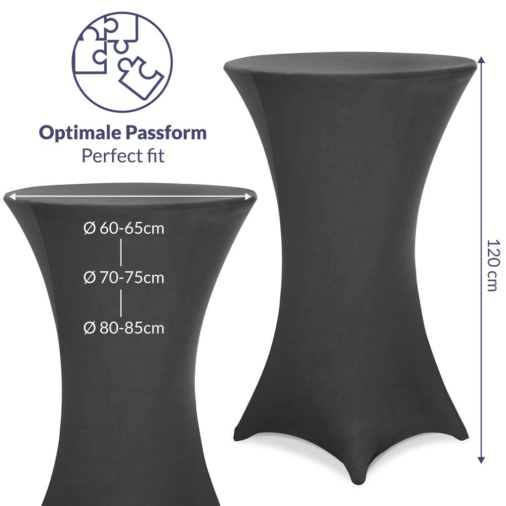 Deuba® 5X Stehtisch Hussen Ø 60-65/70-75/80-85cm Viele Farben 30°C Waschbar Verstärkte Standfüße Stehtischhusse Überzug Stretch (Ø 60-65cm, Anthrazit)