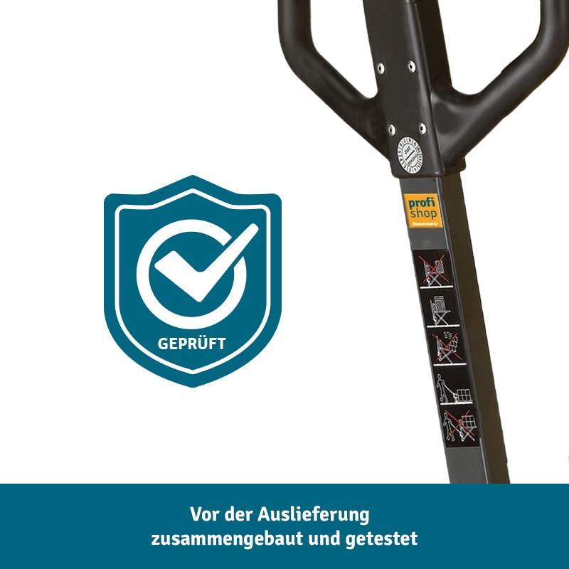 BASIC Scheren-Hubwagen PTM 1.0 | 1.000 kg Tragkraft | 1.150 mm Gabellänge | 2-Zylinder-Teleskop-Hydraulik | Polyurethan-Rollen | Handhubwagen | Palettenhubwagen