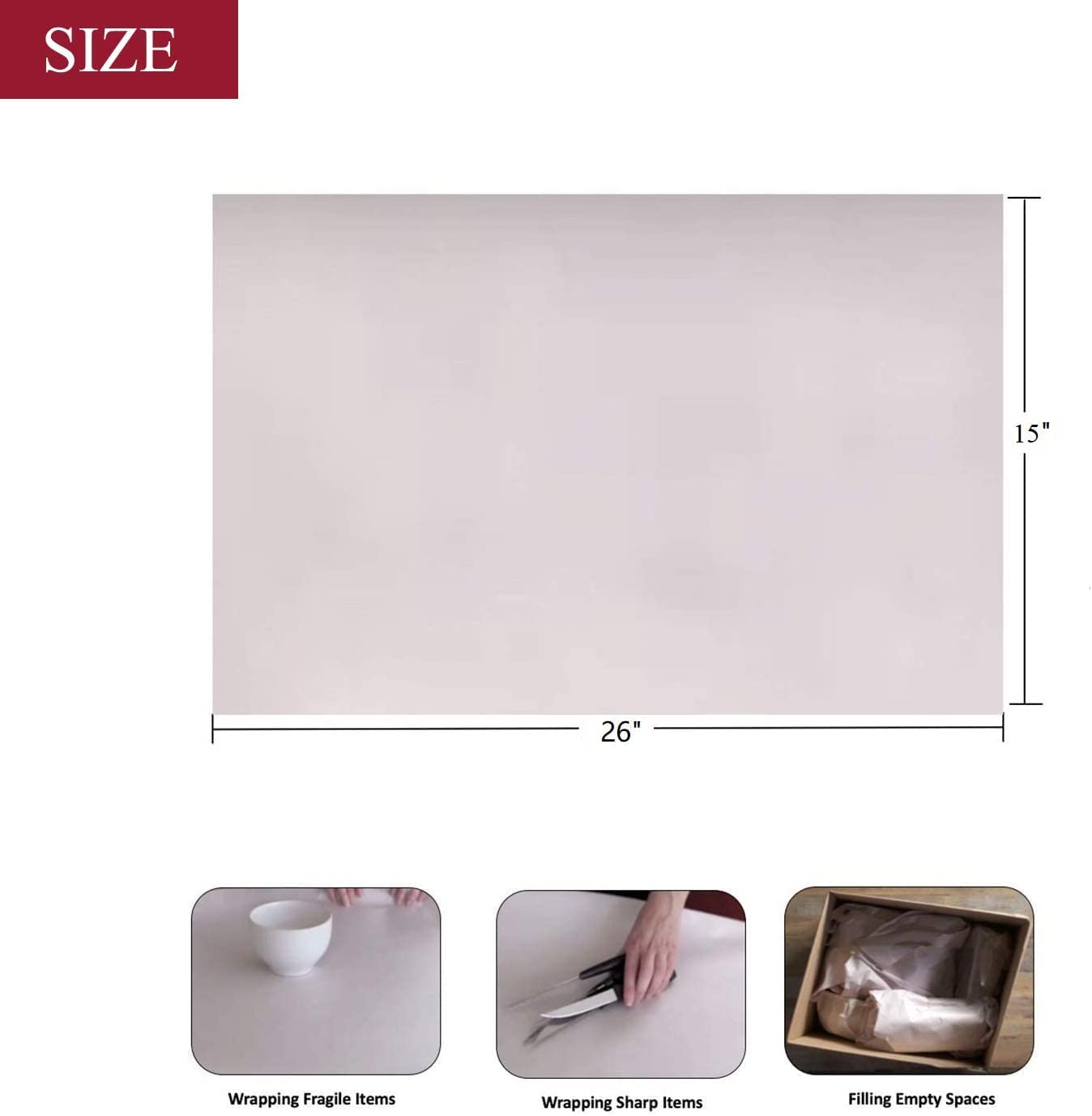 Packpapier, 68 x 40 cm, Geschenkpapier für Umzug, Kartonfüller und Schutz zerbrechlicher Gegenstände, 100 Blatt