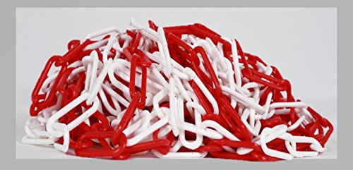 Marwotec 25 Meter Kunststoffkette 8mm Dicke Kettenglieder rot weiß Massive Absperrkette rot weiß aus Kunststoff 8mm zum Absperren großer Flächen, gut sichtbar, stabil von Marwotec aus Deutschland