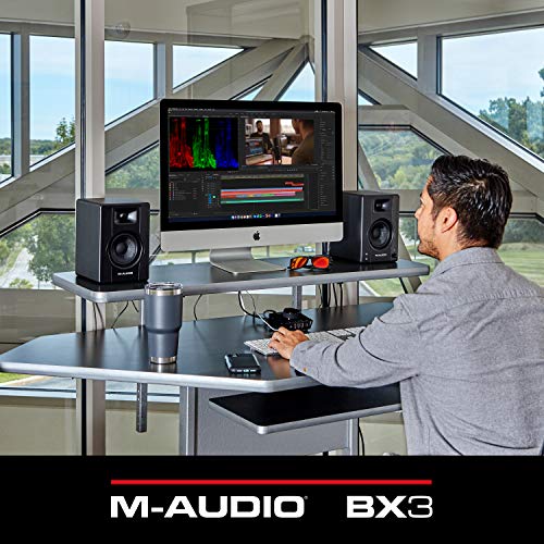 M-Audio BX3 - Aktive 120-Watt Desktop-Computerlautsprecher / Studiomonitore für Gaming, Musikproduktion, Live-Streaming und Podcasting (Paar)