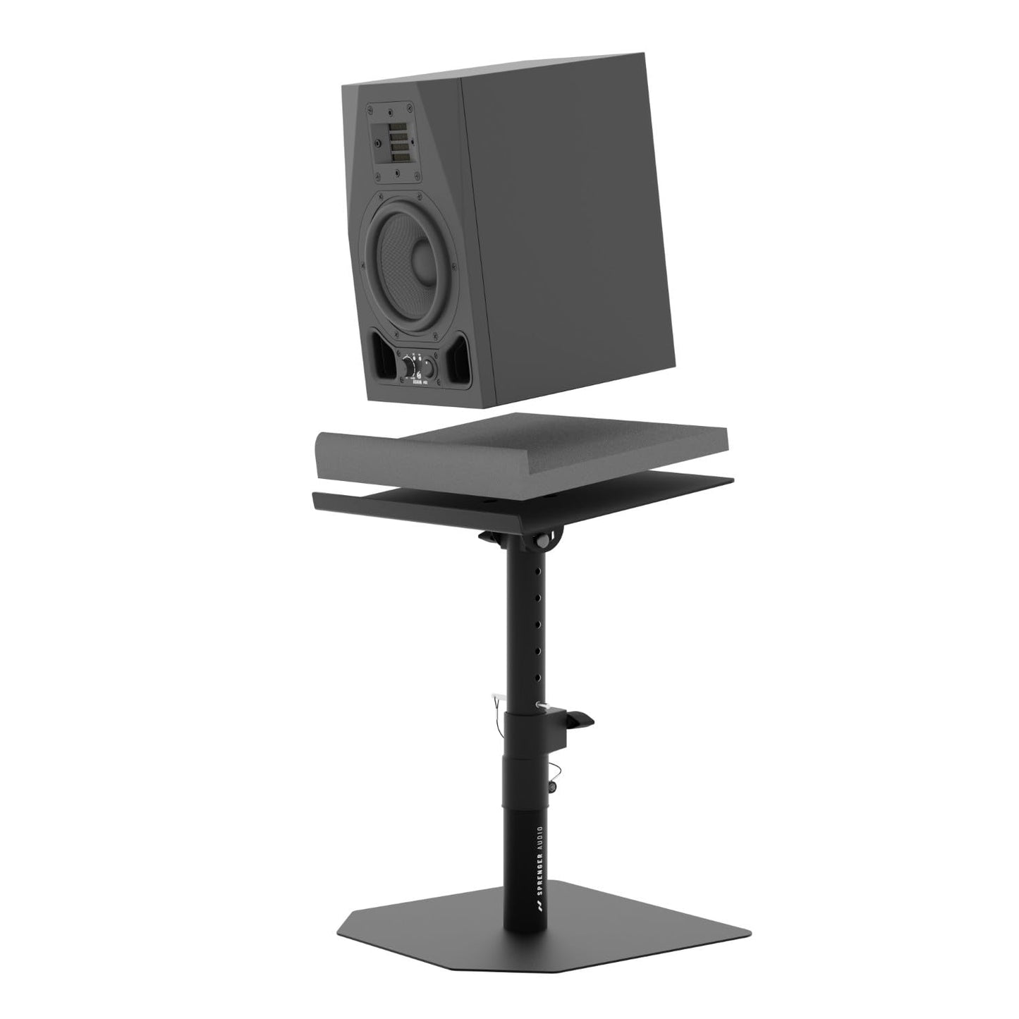 Stabiler Lautsprecher Boxen Ständer Set inkl. Schaumstoff Absorber - Robust und Neigbar +/-20°, Tragfähigkeit bis zu 28 kg - Ideal für Schreibtisch, Tonstudio oder DJ Tisch