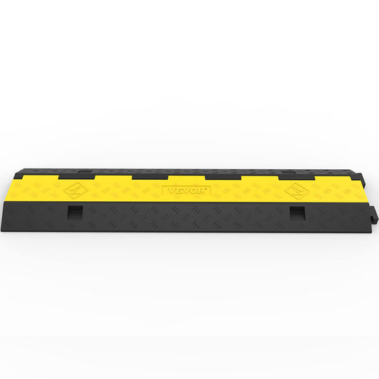 VEVOR Kabelschutzmatte 3 Stück 2 Kanal, 101 x 25 x 5 cm Überfahrschutz für Kabel, Kabelbrücke aus Handelsüblichem Thermoplastischem Gummi mit Modularem Design für Parkplätze, Lagerhäuser, Schwarz