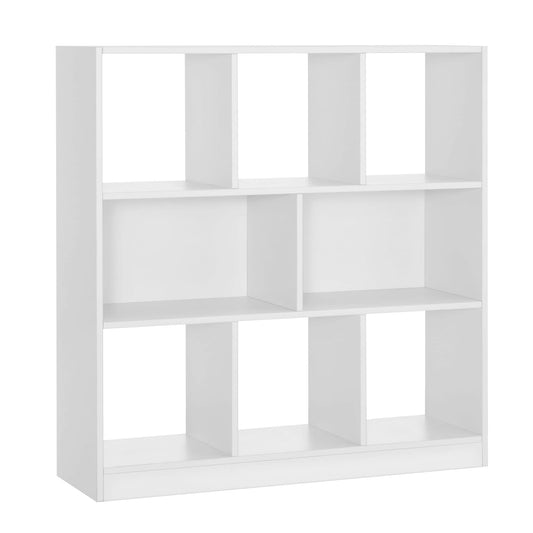 VASAGLE Bücherregal 8 Fächer Weiß, Flexibles Würfelregal 97,5 x 100 cm für Wohnzimmer, Büro und Schlafzimmer