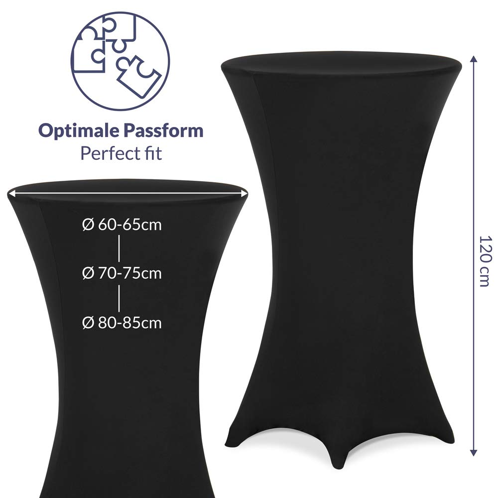 Deuba® Stehtisch Hussen 60-65cm Schwarz Rund Verstärkter Fußbereich Waschbar Ø 60-65/70-75/80-85 cm Viele Farben Stehtischhusse Stretch Überzug Party