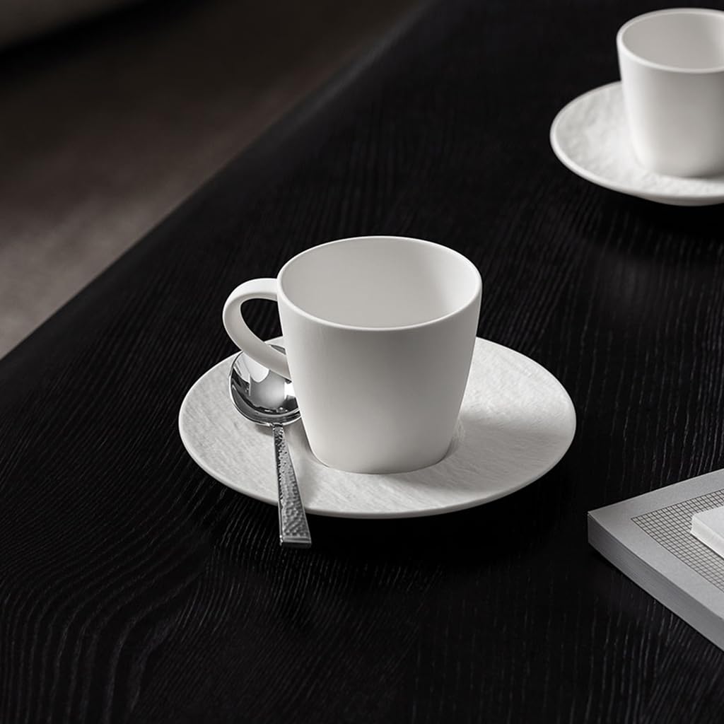Villeroy und Boch - Manufacture Rock blanc Kaffeeobertasse, moderne Tasse aus Premium Porzellan, spülmaschinengeeignet, weiß