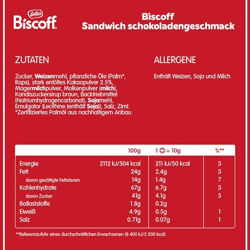 Lotus Biscoff | Sandwich-Doppelkekse mit Schokoladengeschmack | 15 Sandwich-Kekse pro Packung | Nur Natürliche Inhaltsstoffe | Ohne Farbstoffe oder Zugesetzte Aromen | 9x150g | 1,35kg