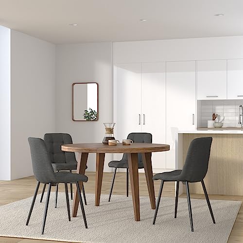 CLP Esszimmerstuhl Tilde I Samt I Stoff I Gesteppt I Mit Bodenschonern, Farbe:dunkelgrau, Material:Stoff