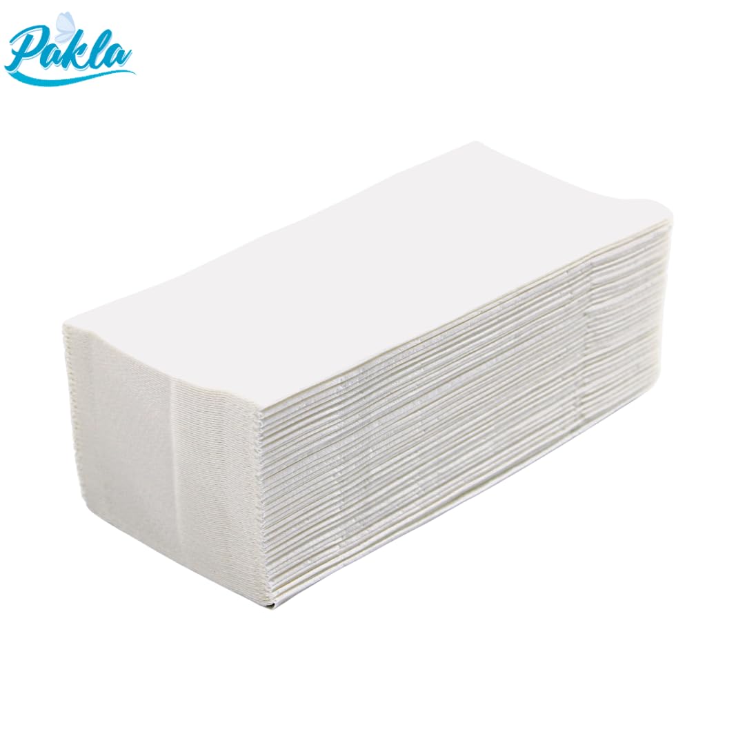 Enpack Pakla 4000 Blatt Weiße Papierhandtücher - 2-lagig, 25 x 23 cm ZZ-Falz - Universal Einweghandtücher für Spender - Allzweck Papiertücher - Einmalpapier, Spendergeeignet
