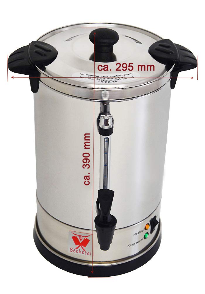 Beeketal 'BGK6' Gastro Rundfilter Kaffeemaschine 6 Liter, Edelstahl Filterkaffeemaschine doppelwandig mit 2 Heizsystemen (Brühen/Warmhalten), Füllstandsanzeiger und rosftreiem Permanent-Filter