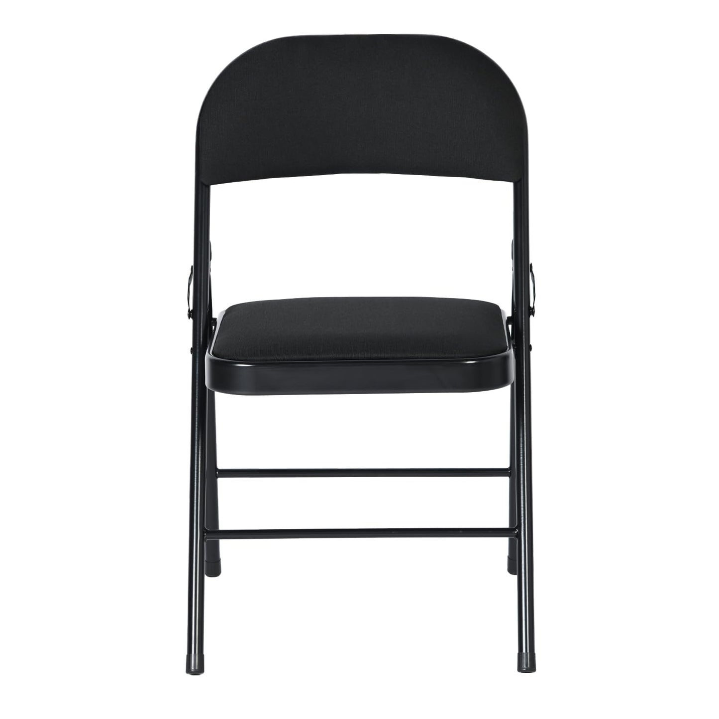 LuxNook Metall Klappstuhl 4er mit gepolsteter Rückenlehne in schwarz - Kunsttoff Bezug - Klappbarer Gästestuhl mit Polster - Küchenstuhl Beistellstul Stuhl klappbar, 150 kg belastbar