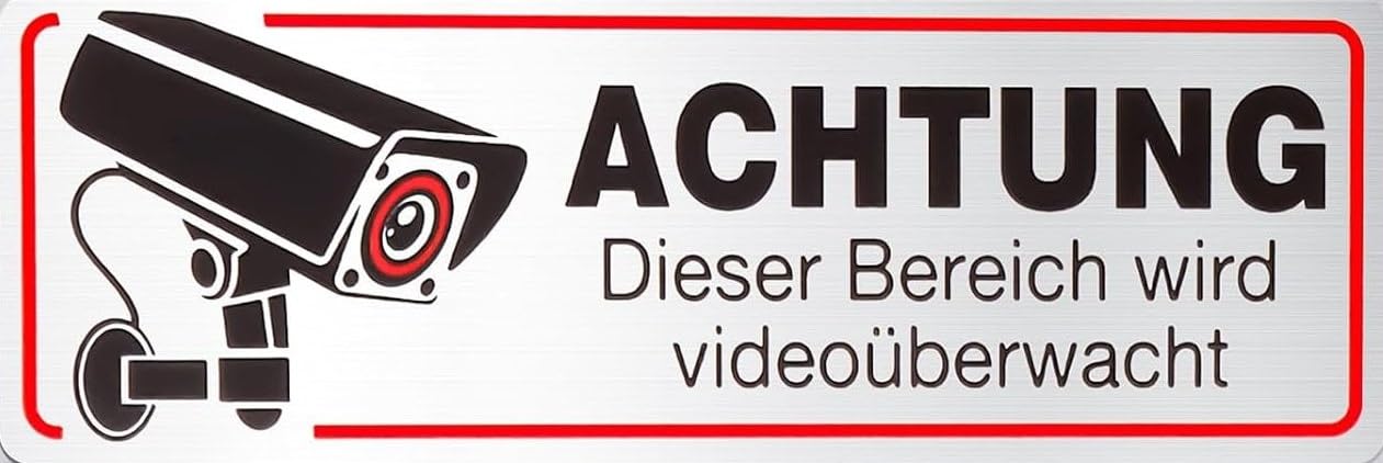 5 x Brandengel® Achtung Dieser Bereich wird videoüberwacht Aufkleber - Schild Edelstahl Optik extra Starke Folie - Sticker (Achtung Dieser Bereich wird videoüberwacht) für den Briefkasten - 5St