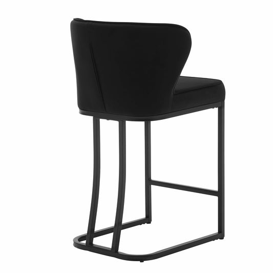 WOLTU Barhocker 2er Set, Barstuhl, Bistrohocker, Polsterhocker, Tresenhocker,Design-Hocker, mit großer Sitzfläche, Rückenlehne,Fußstütze, Samtbezug, für Bar Kücheninsel Esszimmer,Schwarz,BH383sz-2