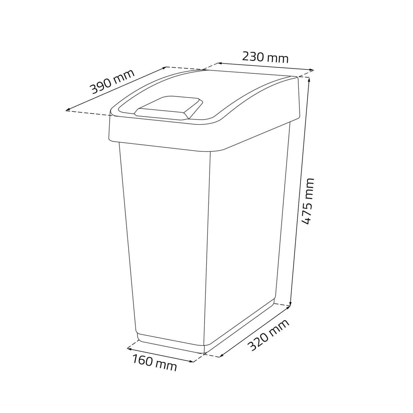 keeeper Premium Abfallbehälter mit Flip-Deckel, Soft Touch, 25 l, Magne, Silber