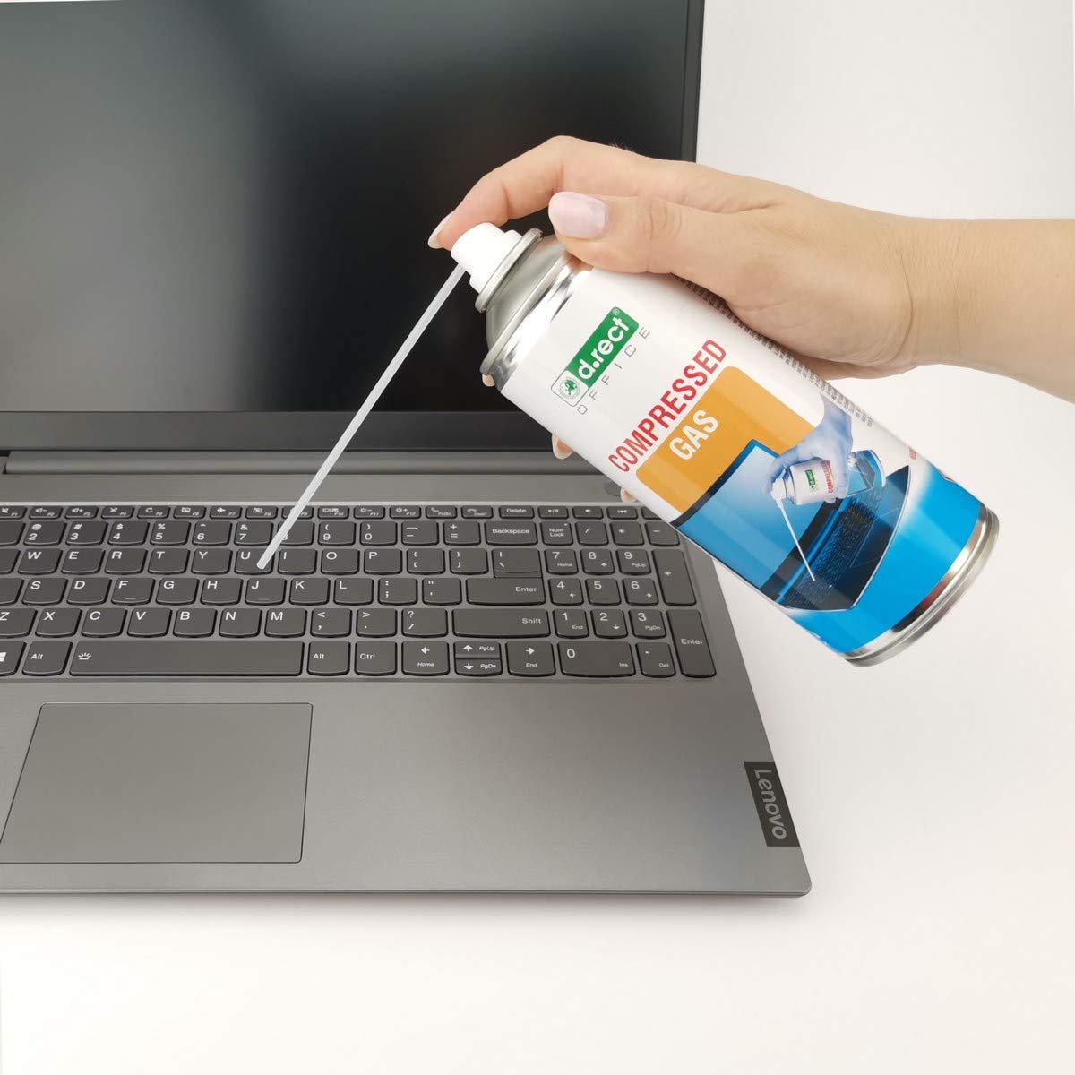D.RECT Druckluftspray 400ml - Air Duster Spray für PC, Reinigungsset Druckluftreiniger - Compressed Air für die Reinigung von Tastatur, Computer, Kamera, Handy