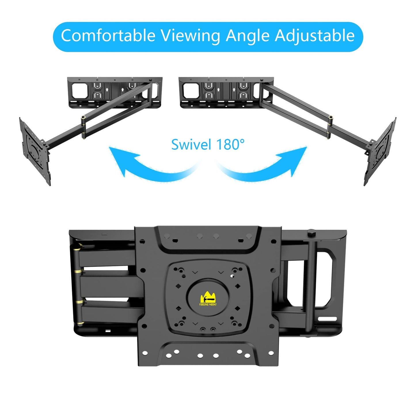FORGING MOUNT TV Wandhalterung mit 650mm Lange Reichweite für 13-43 Zoll LCD/LED/OLED Flachbildschirme bis 35 kg TV Halterung, Neigbar, Schwenk- und Drehbar, TV-Wandhalterung, Max. VESA 200x200mm
