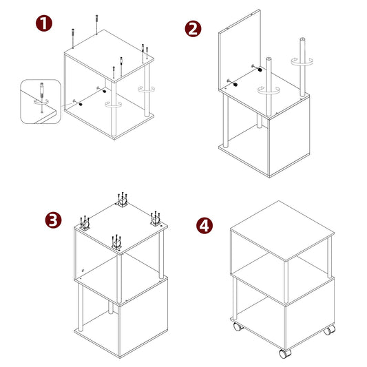 Aibiju 3-stufiger Rollbarer Beistelltisch, Schmaler Nachttisch für kleine Räume, Schlafzimmer, Wohnzimmer