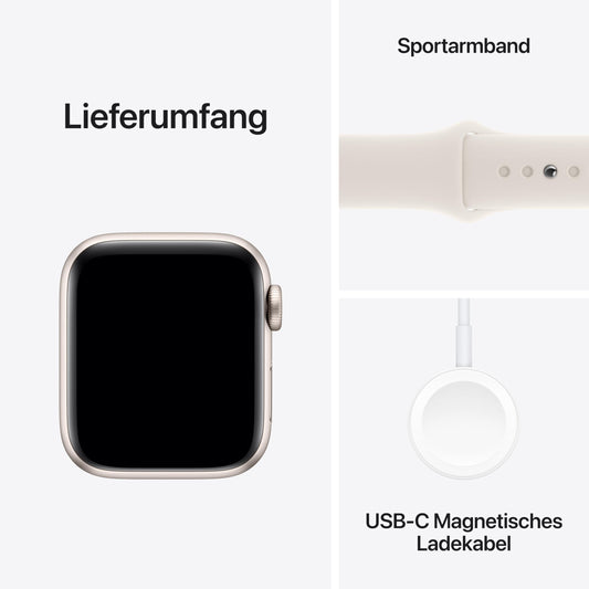 Apple Watch SE (2. Generation) GPS 40 mm Smartwatch mit Aluminiumgehäuse in Polarstern und Sportarmband in Polarstern (S/M). Fitness und Schlaftracker, Unfallerkennung, Herzfrequenzmesser