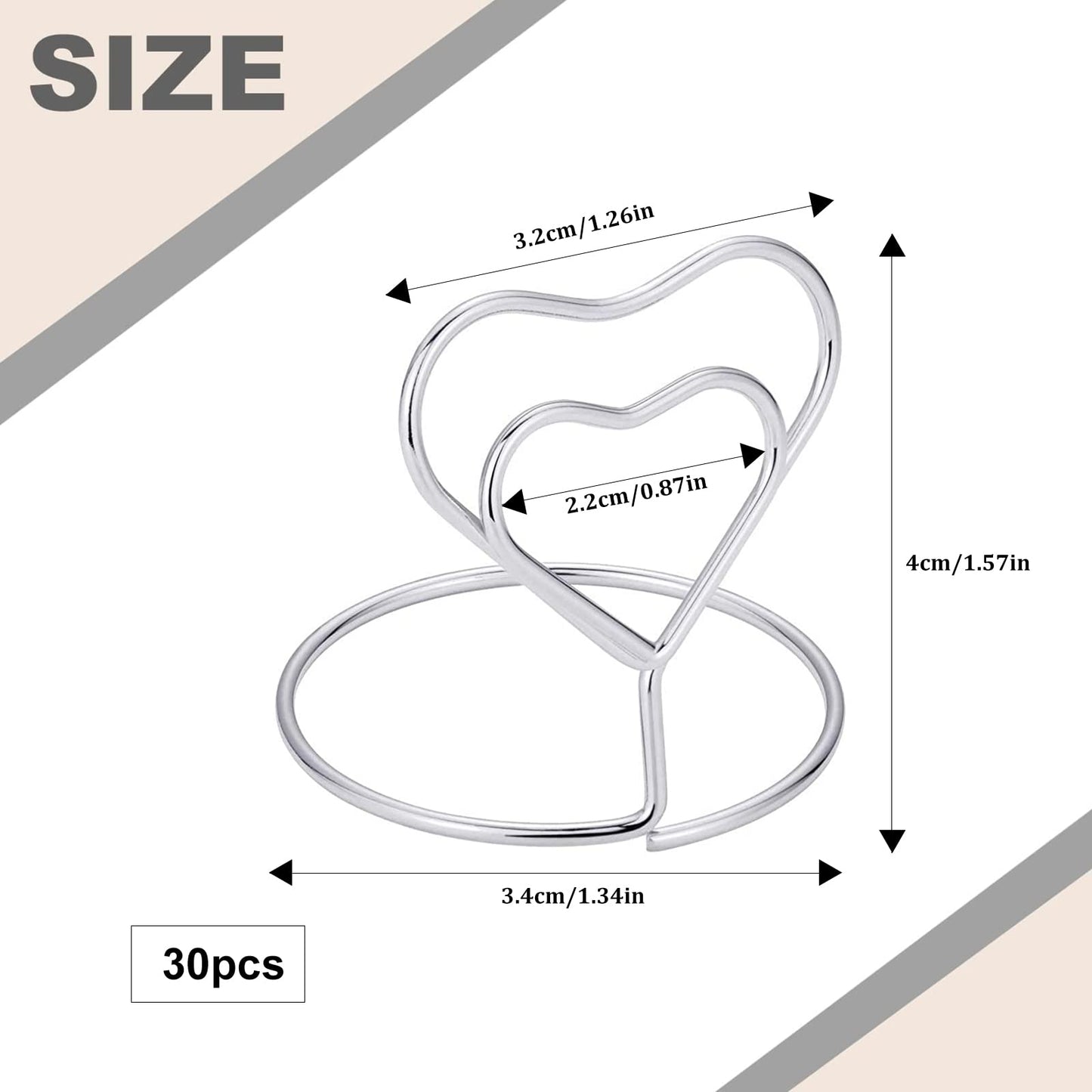 GZjiyu 30 Stk Fotohalter Herz, Menükartenhalter Hochzeit, Rundebasis Memohalter Herz für Hochzeit Platzkartenhalter Memohalter Sitzkartenhalter Tischnummernhalter Tischdekoration