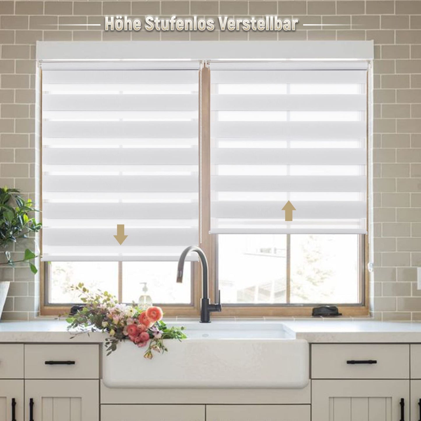 Deswell Doppelrollo Klemmfix ohne Bohren Weiß B90 x H120 cm (Stoffbreite 86cm) Rollos für Fenster ohne Bohren für Fenster mit Lichtdurchlässig & Verdunkelnd/Höhe Stufenlos Verstellbar