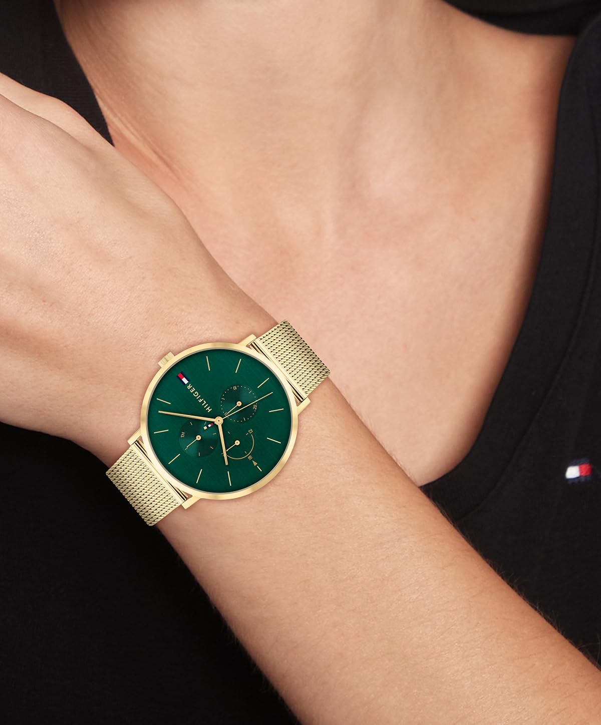 Tommy Hilfiger Damen Multifunktions-Quarz-Uhr - 3 Hilfszifferblätter, Wasserdicht bis 3ATM mit Leder- oder Edelstahlarmband in Glieder- oder Mesh-Design