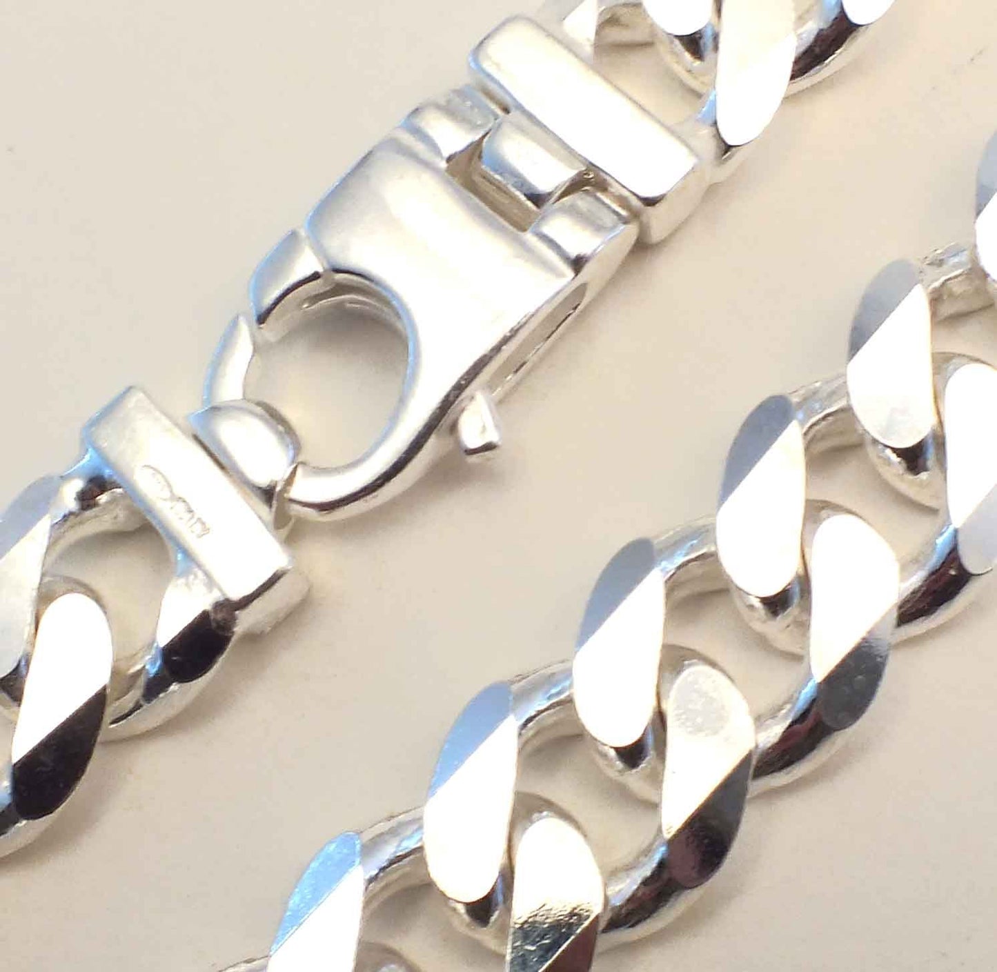 Original italienische Panzerkette 925 Silber 17mm 75 cm Silberkette Halskette Damen Herren Schmuck ab Fabrik tendenze Italy D-G17-75