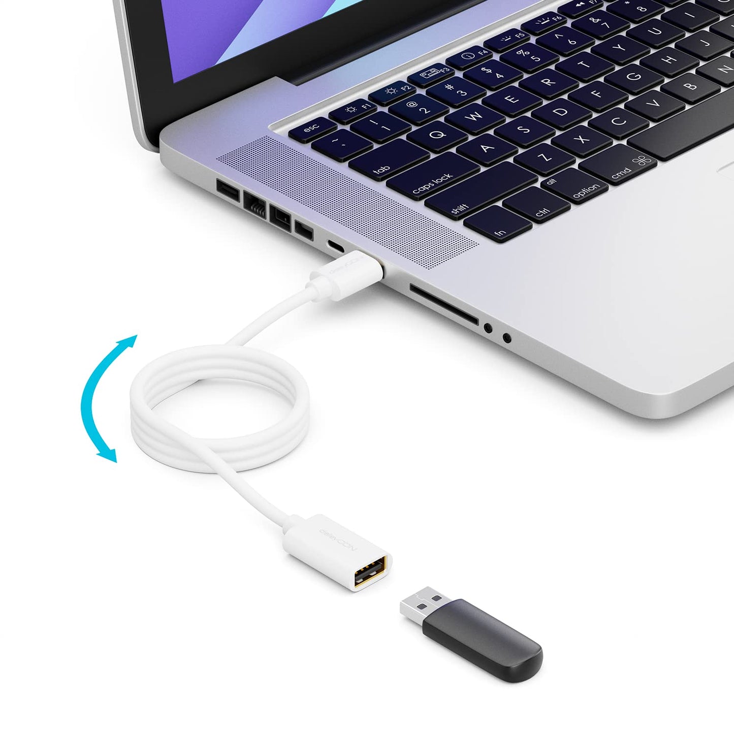 deleyCON 1m USB 2.0 High Speed Kabel Verlängerungskabel USB A-Stecker zu USB A-Buchse - Weiß