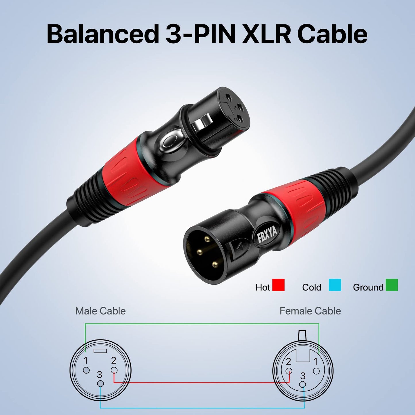 EBXYA XLR Kabel Mikrofonkabel 8M 2 Pack 3-Pin Balanced XLR Stecker zu Buchse Kabel Mehrfarbig Mikrofonkabel DMX Kabel Mikrofon Patch Kabel