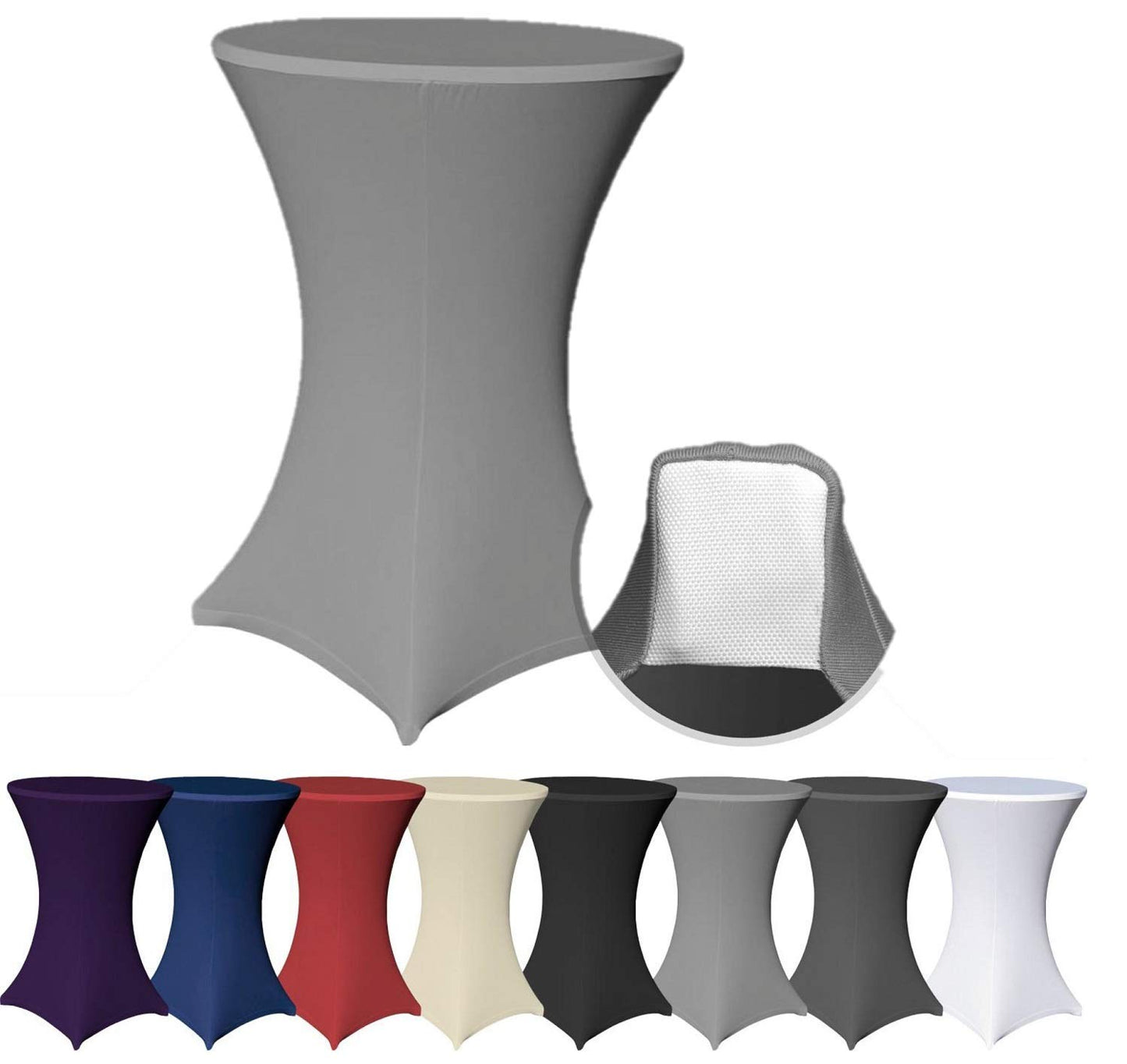 EXKLUSIV HEIMTEXTIL Stehtischhusse Stretch für Bistrotisch mit 4 Fußlaschen elastisch Ø 60-65x110-120 cm Anthrazit