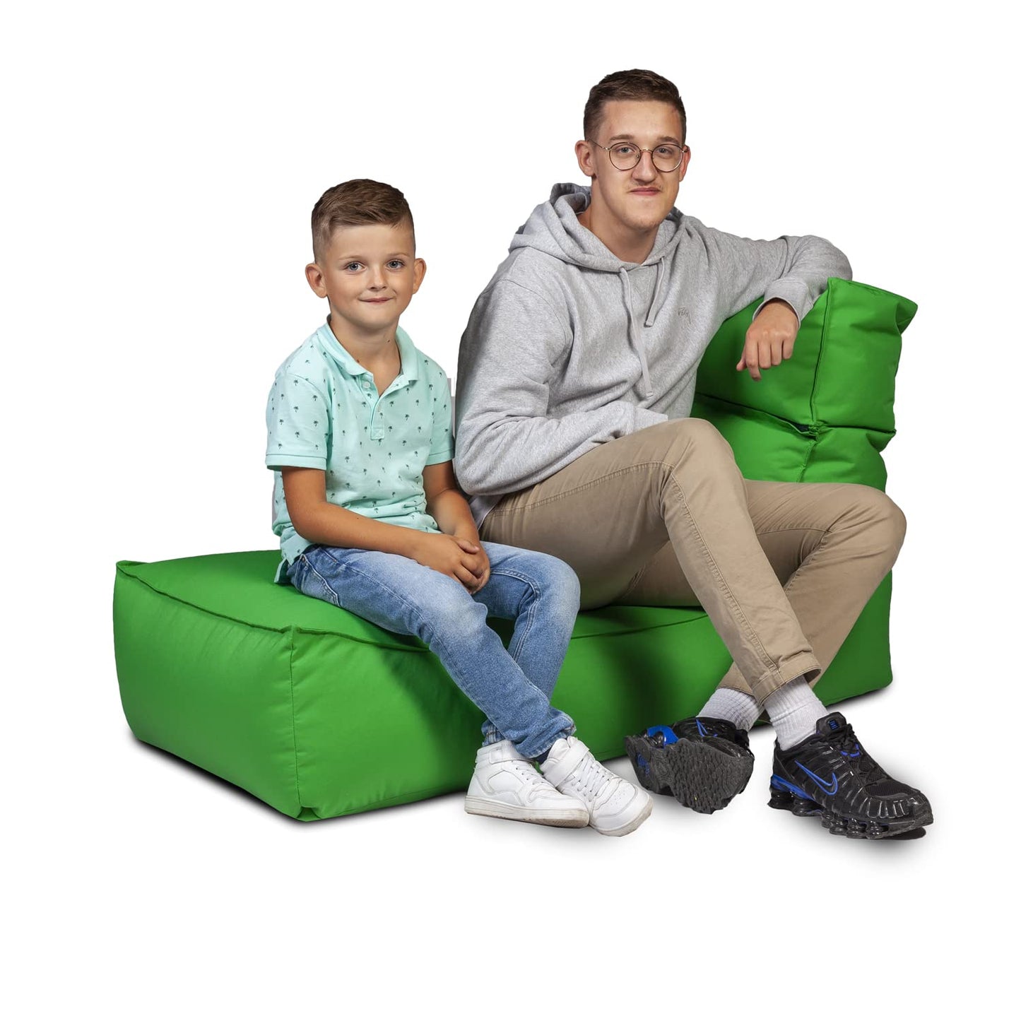 Ecopuf Outdoor Sitzsack Relaxliege Camel – wetterfester Sitzsack Sessel mit Abnehmbarer Kopfstütze – UV-resistenter Bean Bag – für drinnen und draußen