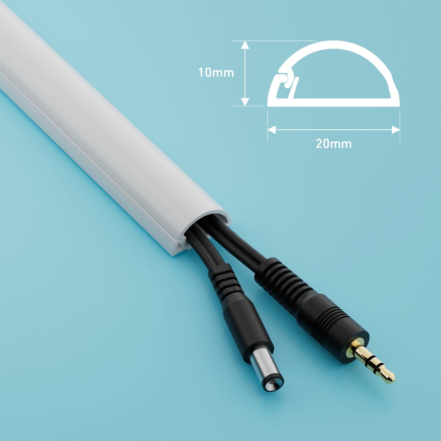 D-Line 2010KIT001 Micro+ Kabelkanal Selbstklebender, Halbrunde Kabelführungen - 20x10 mm 4 x 1 m Länge - Weiß