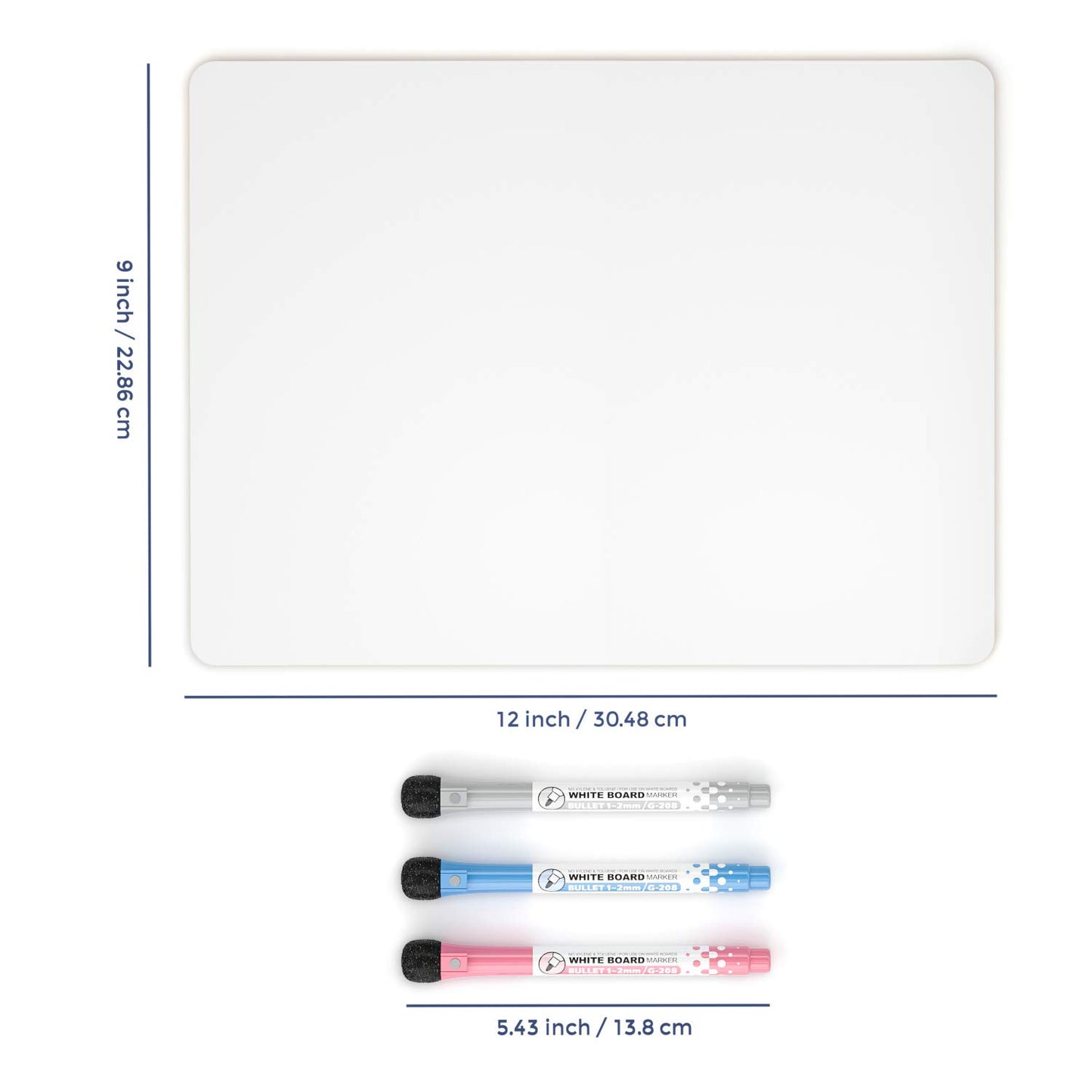Nicpro Whiteboard Klein A4 (22 x 30 cm), Doppelseitiges Desktop Schreibtafel mit 3 Bunte Stifte, Schwamm, tragbares Mini Whiteboard für Kinder, Schüler, Klassenzimmer, Schulmaterial, Lernen