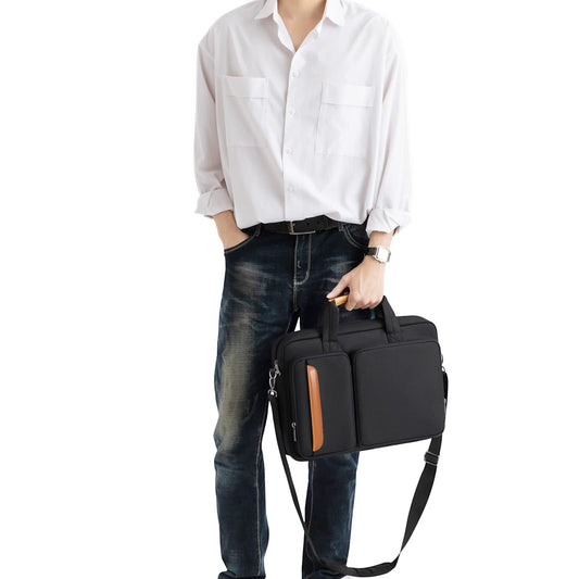 DOMISO 17,3 zoll Laptoptasche Schultertasche Wasserdicht Business Aktentasche Notebooktasche für 17-17.3" Notebook/Dell/Lenovo/Acer/HP/MSI/ASUS, Schwarz