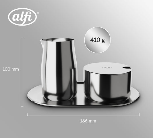 alfi MILK AND SUGAR SET, glänzend, hochwertiges Edelstahl-Milch- und Zuckerset, stilvolles Design, spülmaschinenfest, langlebig